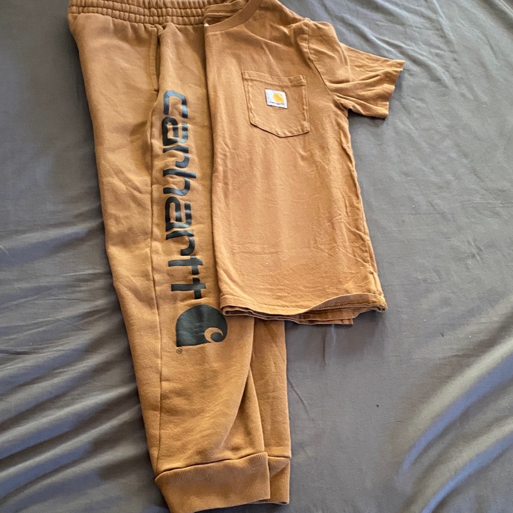 Carhartt Kids Brown Joggers and Tee Set